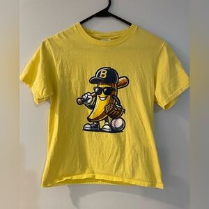GILDAN Savannah Bananas Minor League Baseball Tshirt Yellow Kids Youth Large